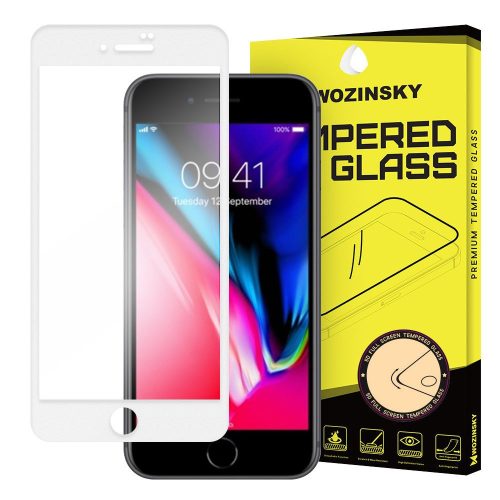 Wozinsky iPhone 7/8/SE (2020/2022) 5D Full Glue teljes kijelzős edzett üvegfólia (tempered glass), 9H keménységű, tokbarát, fehér