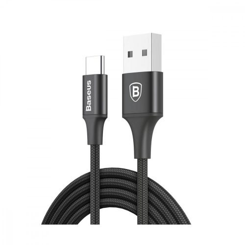 Baseus CATSU-C01 USB/USB-C adat- és töltőkábel, Led-es 2A, 2m, fekete