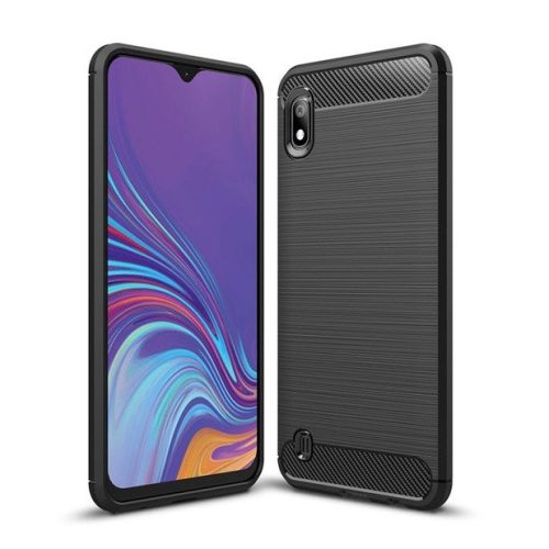 Carbon Case Flexible Samsung Galaxy A10 hátlap, tok, fekete