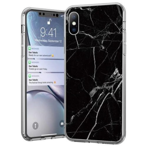 Wozinsky Samsung Galaxy A70 Marble case márvány mintás hátlap, tok, fekete