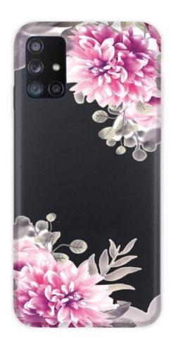 Casegadget Samsung Galaxy A71 5G fehér virágok mintás, hátlap, tok, színes