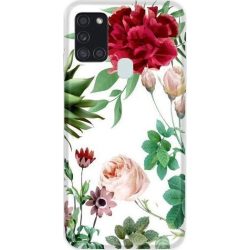   Casegadget Samsung Galaxy A71 5G piros virágok mintás, hátlap, tok, színes