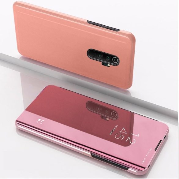 Clear View Case cover Xiaomi Redmi Note 8 Pro oldalra nyíló tok, rózsaszín