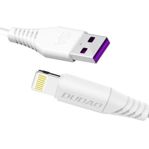 Dudao USB/Lightning adat- és töltőkábel iPhone, iPad készülékekhez, 5A 1m, fehér