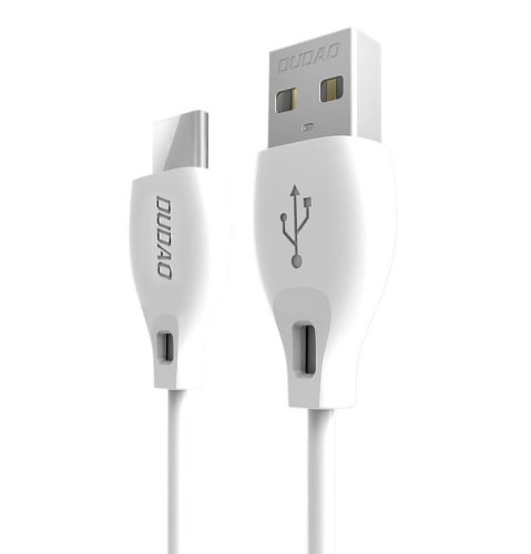 Dudao USB/USB-C kábel adat- és töltőkábel, 2.1A 1m, fehér