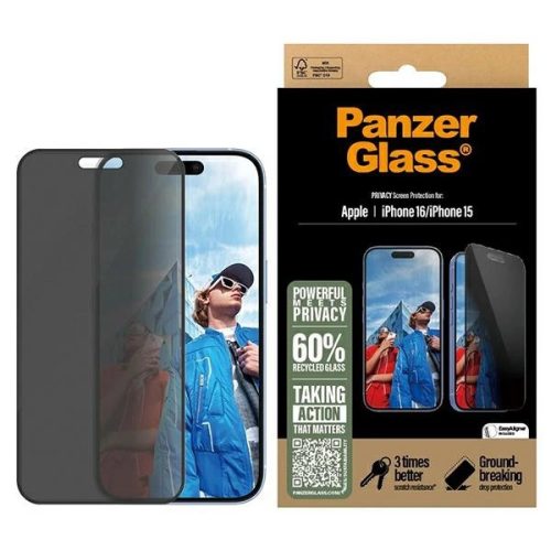 PanzerGlass Privacy Screen Protector iPhone 16 6.1" Ultra-Wide Fit P2861