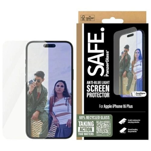 SAFE by PanzerGlass Screen Protection Anti-blue Light tempered glass iPhone 16 Plus / 15 Plustok, átlátszó