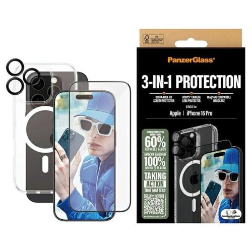 PanzerGlass Bundle 3in1 iPhone 16 Pro 6.3" D3O Hardcase + Screen Protector UWF+ Lens B1292+2862+1284