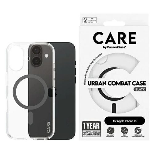 CARE by PanzerGlass Flagship Case iPhone 16 6.1" MagSafe tok, fekete 1345