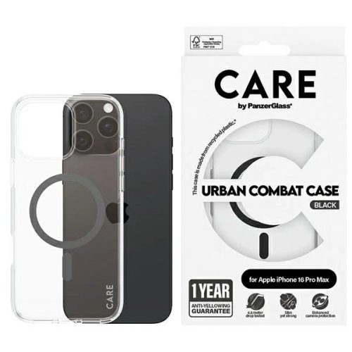 CARE by PanzerGlass Flagship Case iPhone 16 Pro Max 6.9" MagSafe tok, fekete 1348