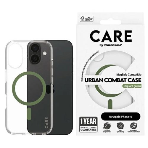 CARE by PanzerGlass Flagship Case iPhone 16 6.1" MagSafe tok, zöld 1369