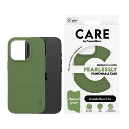 CARE by PanzerGlass Fashion Case iPhone 16 Pro 6.3" MagSafe tok, zöld 1386