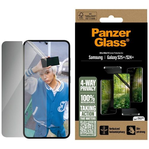 PanzerGlass Eco Matrix Ultra-Wide Fit Samsung Galaxy S25 Plus betekintésvédő privacy üvegfólia