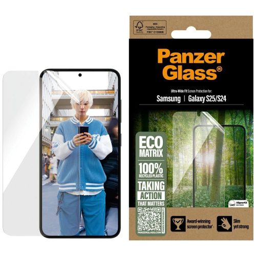 PanzerGlass Eco Matrix Ultra-Wide Fit Samsung Galaxy S25 edzett üvegfólia