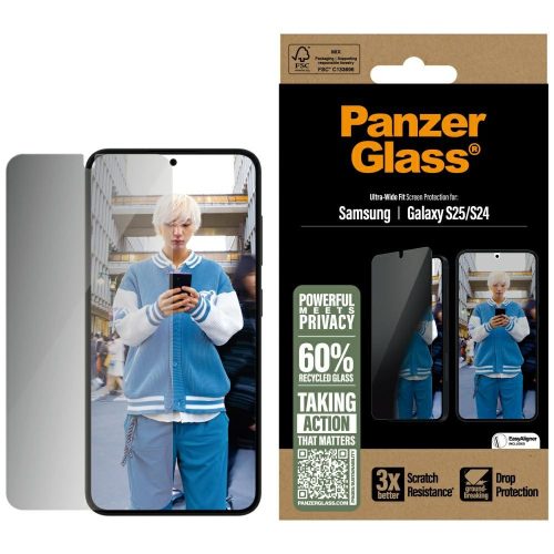 PanzerGlass Ultra-Wide Fit Samsung Galaxy S25 betekintésvédő privacy üvegfólia