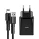 Baseus Wall Charger CCALL-MN02 2xUSB Lightning hálózati töltő és kábel, gyorstöltő, 2.1A, 1m, fekete