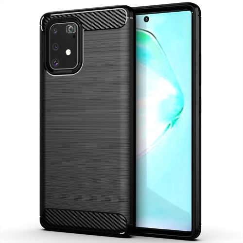 Carbon Case Flexible Samsung Galaxy S10 Lite hátlap, tok, fekete