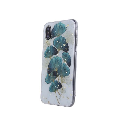 Gold Glam Case iPhone 14 6,1" leaves hátlap, tok, mintás