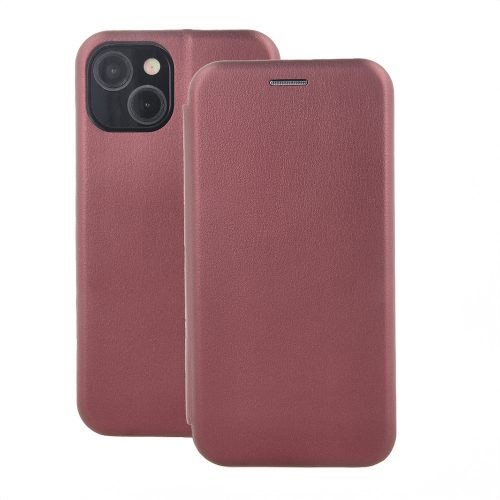 Smart Diva iPhone 15 Plus 6,7" oldalra nyíló tok, bordó