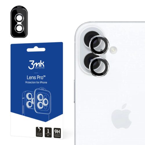 3mk Lens Protection Pro Camera Cover kamera lencse védő edzett üveg iPhone 16 / 16 Plus, ezüst