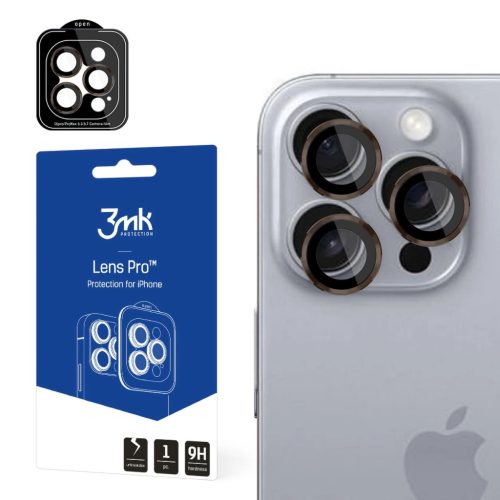 3mk Lens Protection Pro Camera Coverkamera lencse védő edzett üveg iPhone 16 Pro /16 Pro Max, barna