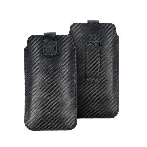 POCKET Carbon univerzális tok - 17-es méret - SAMSUNG A02s / A03s / A05s / A05 / A12 / A15 / A21s / A25 / A32 5G / A42 5G / A72 5G / M12 XIAOMI Redmi 9A / 9AT / 9c / Note 10 PRO / Mi11 OPPO A52 / A72 / A92 REALME 7i VIVO Y52 5G / Y72 5G VIVO Y52 5G / Y72 