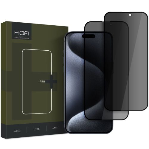 HOFI ANTI SPY GLASS PRO+ 2-PACK IPHONE 16 PRO PRIVACY edzett üvegfólia, fekete