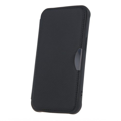 Smart Carbon Case oldalra nyíló tok iPhone 15 6,1", fekete