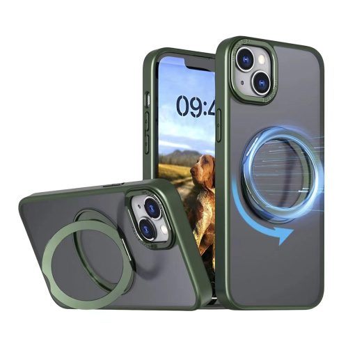 Mag Ring Rotating Case MagSafe hátlap, tok iPhone 15 Pro Max 6,7", zöld