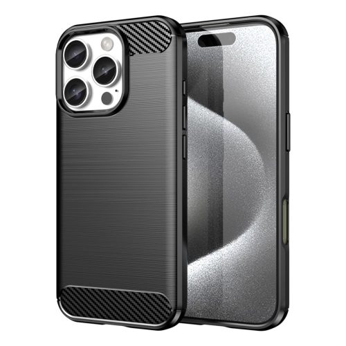 Carbon Case iPhone 16 Pro Max Silicone Case tok, fekete