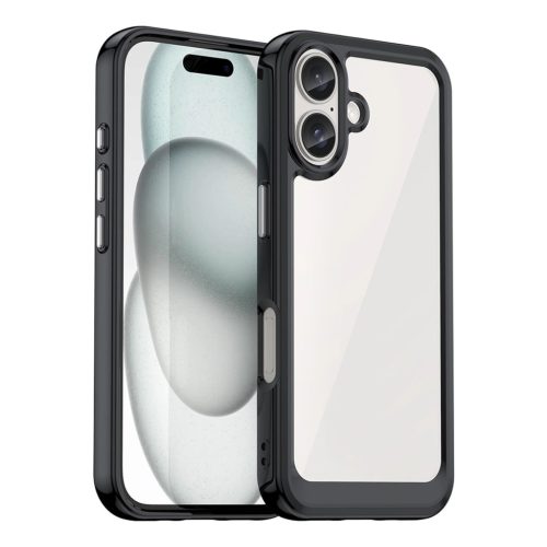 Outer Space Case with Gel Frame iPhone 16 Plus - tok, fekete