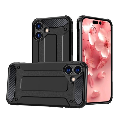 Hybrid Armor iPhone 16 Case - tok, fekete