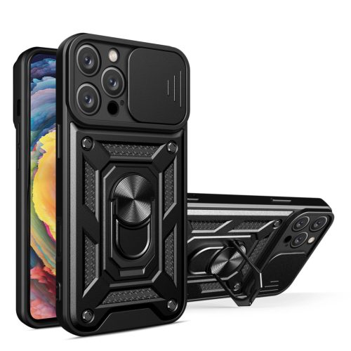 Hybrid Armor Camshield iPhone 16 Pro ütésálló hátlap, tok, fekete