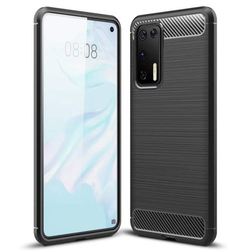 Carbon Case Flexible Huawei P40 hátlap, tok, fekete