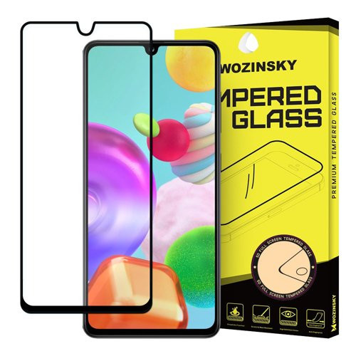 Wozinsky Samsung Galaxy A41 5D Full Glue teljes kijelzős edzett üvegfólia (tempered glass) 9H keménységű, tokbarát, fekete