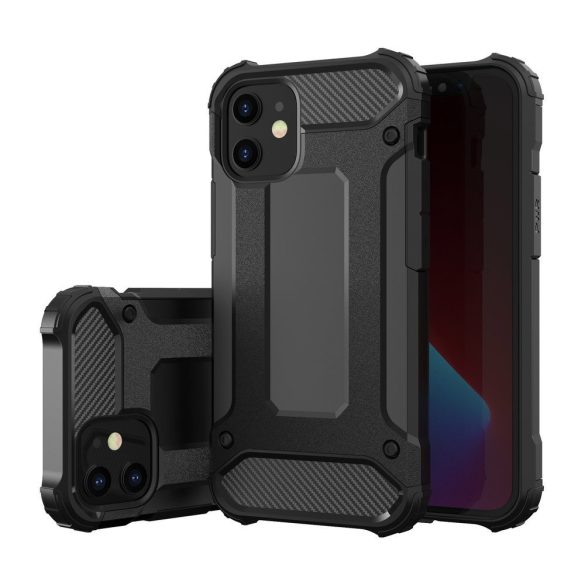 Hybrid Armor Tough Rugged iPhone 12/12 Pro ütésálló hátlap, tok, fekete