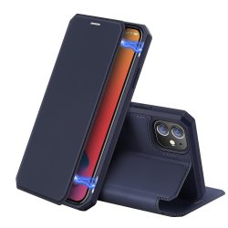   Dux Ducis Skin X iPhone 12 Mini oldalra nyíló tok, sötétkék