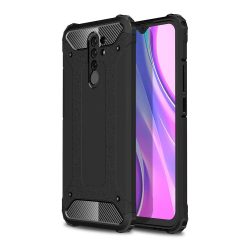   Hybrid Armor Tough Rugged Xiaomi Redmi 9 ütésálló hátlap, tok, fekete