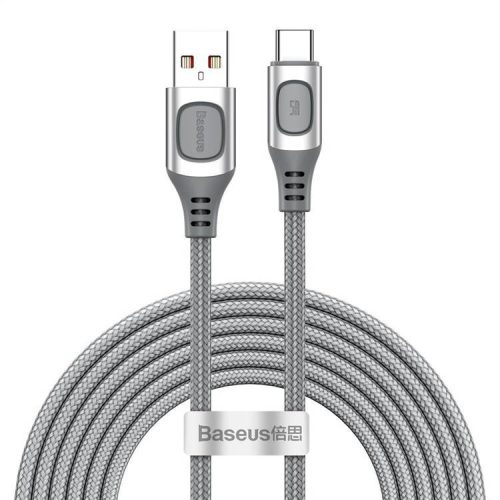 Baseus CATSS-B0S USB/USB-C adat- és töltőkábel, gyorstöltés, 5A, 2m, ezüst