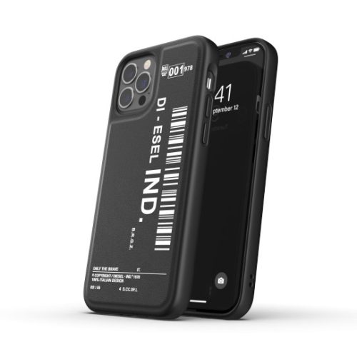 Diesel Moulded Case Barcode iPhone 12/12 Pro tok, hátlap, fekete