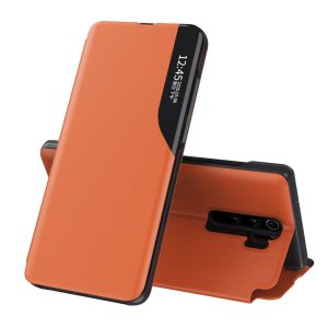 Eco Leather View Case Xiaomi Redmi Note 8 Pro oldalra nyíló tok, narancssárga