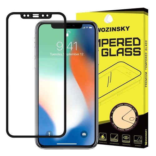 Wozinsky iPhone 12/12 Pro 5D Full Glue teljes kijelzős edzett üvegfólia, 9H keménységű, tokbarát, fekete