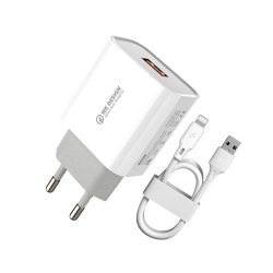   WK Design WP-U57 USB-A, 18W, 2.4A, hálózati töltő adapter USB-A/Lightning kábellel, fehér