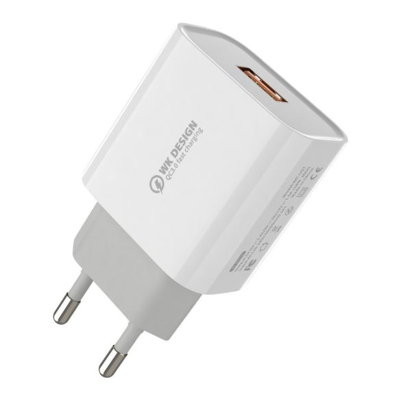 WK Design WP-U57 USB-A, 18W, 2.4A, hálózati töltő adapter USB-A/Lightning kábellel, fehér