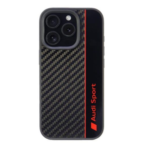 Audi Carbon Fiber Stripe iPhone 16 Pro 6.3" tok, fekete AUS-TPUPCIP16P-R8/D1-BK