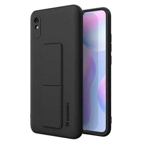 Wozinsky Kickstand Case Redmi 9A szilikon hátlap, tok, fekete