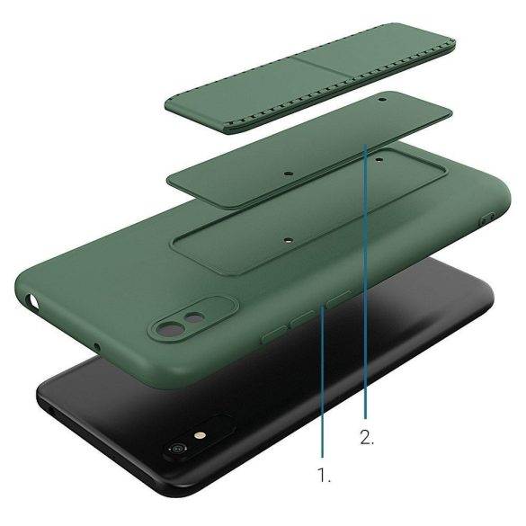 Wozinsky Kickstand Case Redmi 9C szilikon hátlap, tok, sötétkék