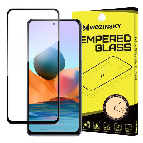 Wozinsky Xiaomi Redmi Note 10/Note 10S 5D Full Glue teljes kijelzős edzett üvegfólia (tempered glass) 9H keménységű, tokbarát, fekete