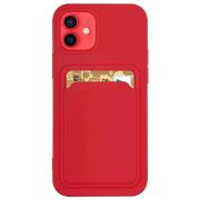 Card Case Silicone iPhone 12 Pro hátlap, tok, piros