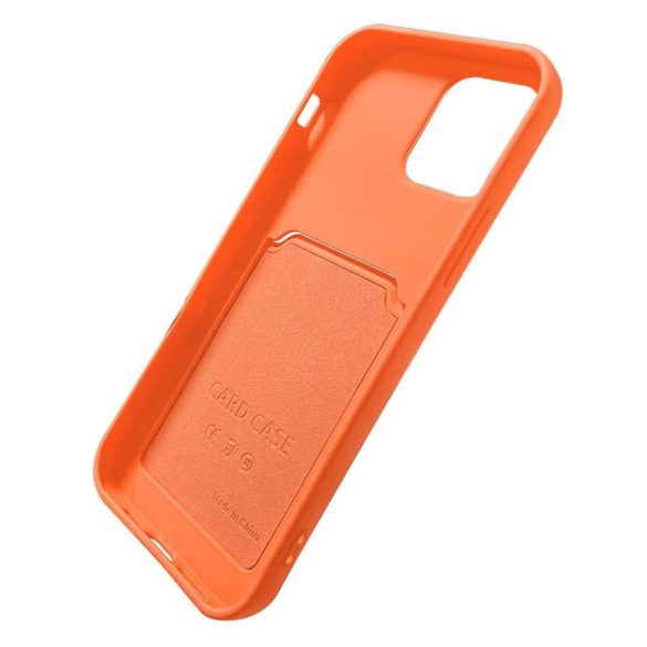 Card Case Silicone iPhone 12 Pro hátlap, tok, narancs